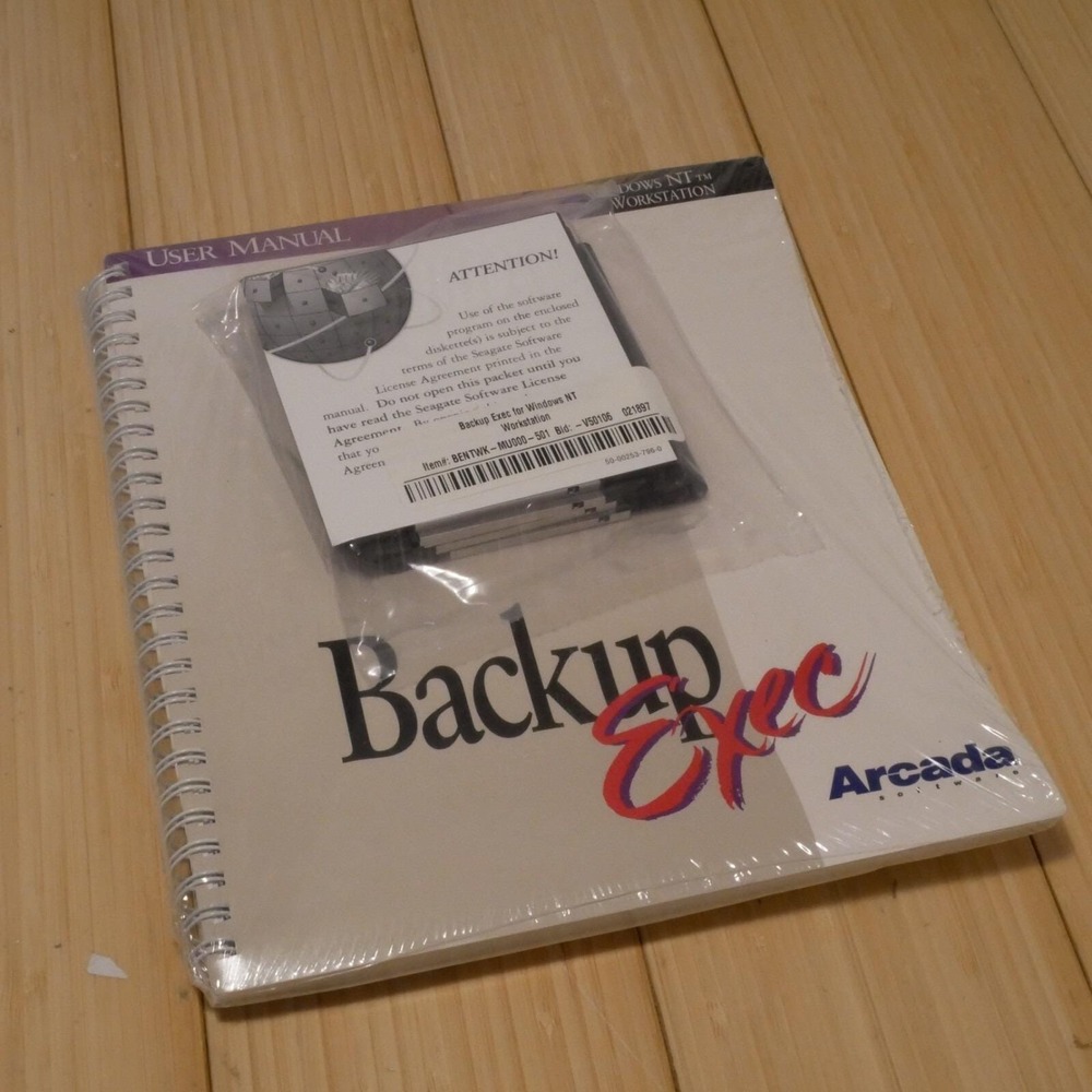 NOS Sealed‎ Backup Exec Windows NT Workstation Edition Seagate Arcadia Software